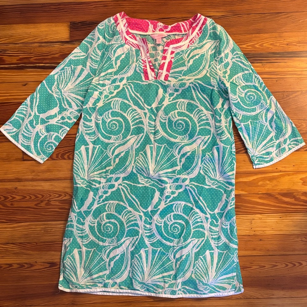 Lilly Pulitzer Teal and Pink V-Neck Dress